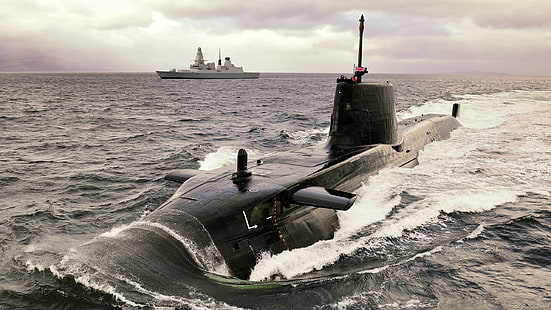 военен подводен флот проницателен клас подводница кралски флот разрушител кораб, HD тапет HD wallpaper