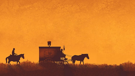 Powóz, Django Unchained, koń, filmy, Pomarańcza, Quentin Tarantino, Tapety HD HD wallpaper