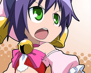 Ilustración de personaje de anime de chica de pelo azul, Kyouran Kazoku Nikki, niña, boca abierta, campanas, Fondo de pantalla HD HD wallpaper