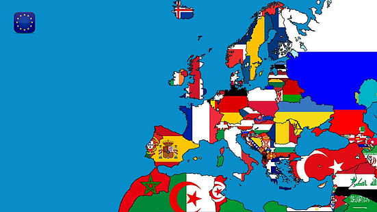 البلدان ، أوروبا ، العلم ، الخريطة ، البحر، خلفية HD HD wallpaper