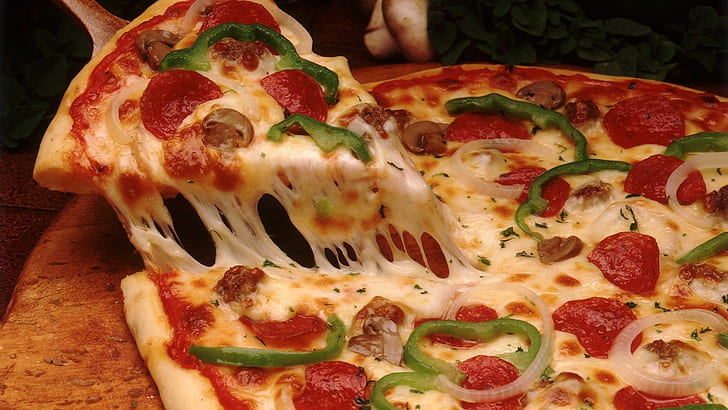 fatia de pizza, comida, pizza, queijo, HD papel de parede