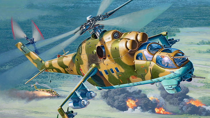 art, Mi-24, elicottero d'attacco, DELLA FORZA AEREA DELLA DDR, Sfondo HD