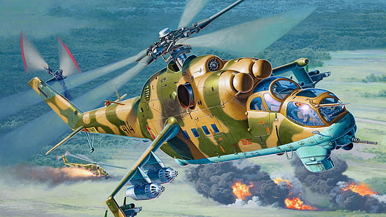 미술, Mi-24, 공격 헬리콥터, 공군의 공군, HD 배경 화면 HD wallpaper