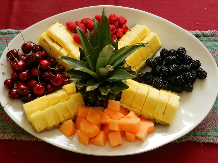 купчина нарязани плодове, плодове, плодове, вкусни, HD тапет