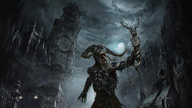 game application wallpaper, horror, demon, dark, England, church, mist, Bloodborne, HD wallpaper