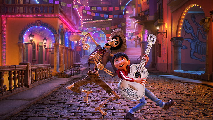 Coco digital wallpaper, Miguel Rivera, Hector, Coco, Animation, Disney, Pixar, 2017, 4K, HD wallpaper