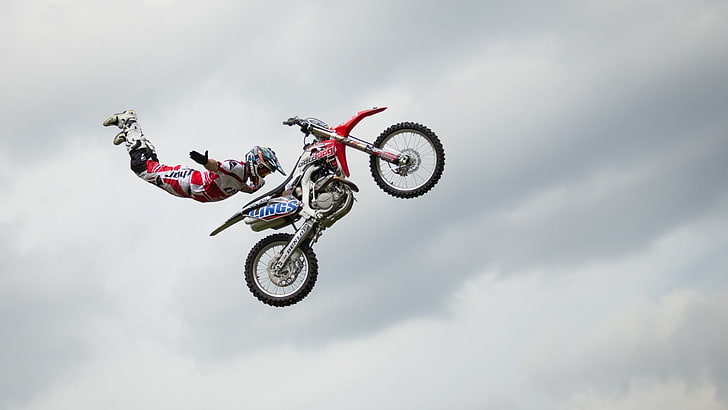 red and white motocross dirt bike, vehicle, motorcycle, HD wallpaper