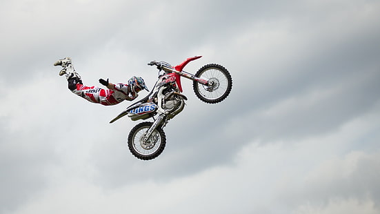 rotes und weißes Motocross-Schmutzfahrrad, Fahrzeug, Motorrad, HD-Hintergrundbild HD wallpaper