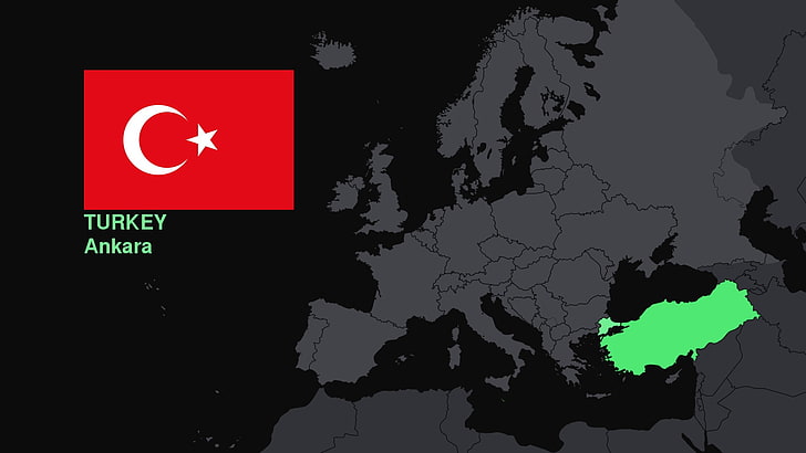 Turcja, mapa, flaga, Tapety HD