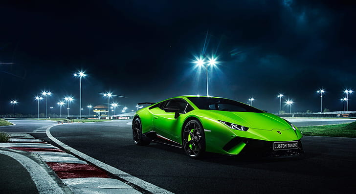 Lamborghini, Lamborghini Huracan, รถยนต์, รถสีเขียว, ลู่วิ่ง, รถสปอร์ต, ซูเปอร์คาร์, การปรับแต่ง, ยานพาหนะ, วอลล์เปเปอร์ HD