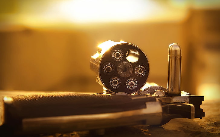 Colt Revolver Munizioni, revolver grigio, War & Army, Pistola, proiettili, revolver, Sfondo HD