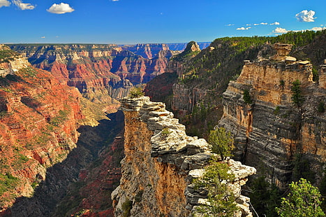 Taman Nasional Grand Canyon, AS, Taman Nasional Grand Canyon, AS, langit, awan, gunung, ngarai, pohon, Wallpaper HD HD wallpaper