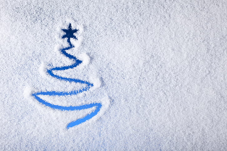 Snow, 5K, Christmas tree, HD wallpaper