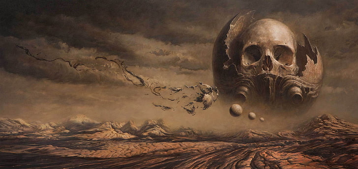 human skull digital wallpaper, death, desert, skull, sake, Nick Keller, HD wallpaper