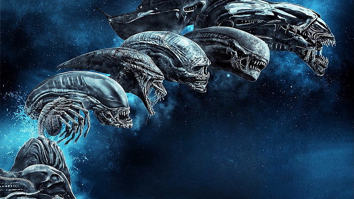 Alien (филм), Alien: Възкресение, Prometheus (филм), facehugger, Xenomorph, Engineer, Alien: Covenant, galaxy, HD тапет