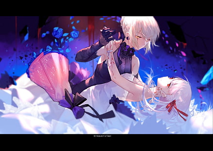 Fate Series, Fate / Stay Night, Anime-Mädchen, Sabre Alter, Matou Sakura, Anime, Blond, Gelbe Augen, Rote Augen, HD-Hintergrundbild HD wallpaper