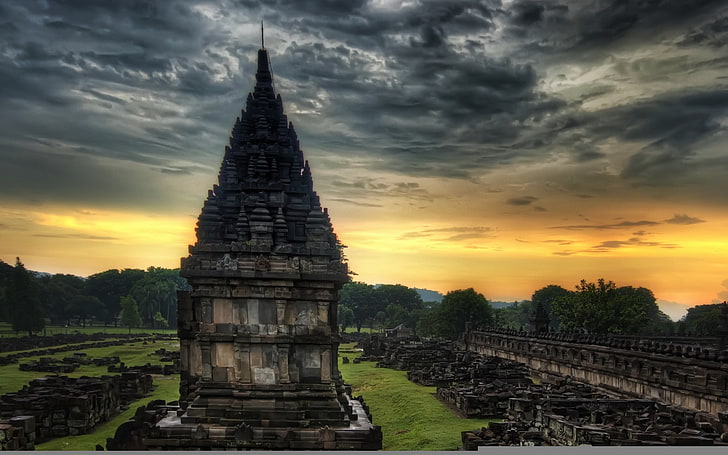 schwarze antike Ruinen, Tempel, Indien, Steine, HD-Hintergrundbild