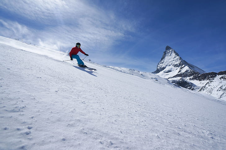 snö, landskap, skidåkning, Matterhorn, sport, HD tapet
