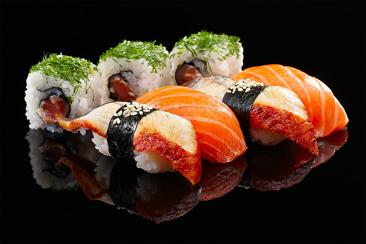 asiatico, pesce, cibo, giappone, giapponese, vita, pasto, carne, orientale, frutti di mare, ancora, sushi, Sfondo HD