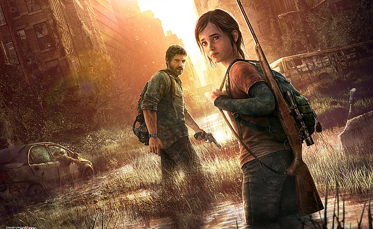 The Last of Us, девушка, несущая обои с игровым приложением охотничья винтовка, Игры, Другие игры, видеоигра, Джоэл, Элли, 2013, HD обои