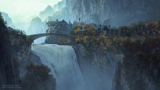waterfall movies the lord of the rings rivendell, HD wallpaper HD wallpaper