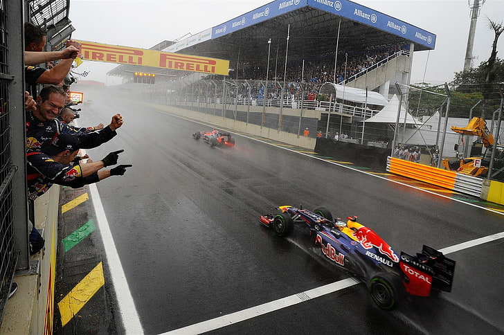 Формула 1, Red Bull, Red Bull Racing, дождь, машина, автоспорт, спорт, спорт, гоночные трассы, гонки, гоночные автомобили, HD обои