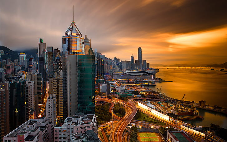 مدينة هونغ كونغ في الليل-الصين-خلفيات سطح المكتب عالية الدقة للهواتف المحمولة الكمبيوتر اللوحي والكمبيوتر اللوحي والكمبيوتر الشخصي 2560 × 1600، خلفية HD
