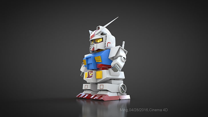Gundam, Cinema 4D, 3D, arte digital, RX-78 Gundam, Fondo de pantalla HD