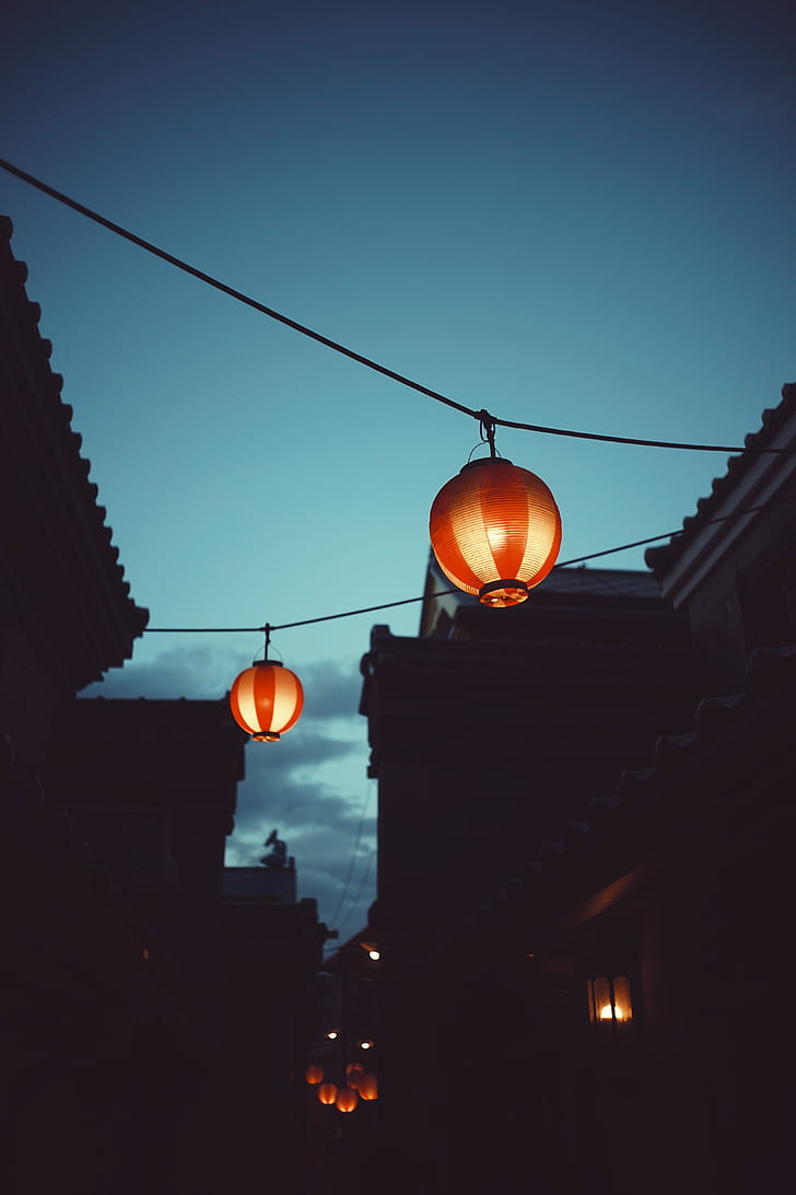 Chinesische Laternen, Nacht, Gebäude, Himmel, HD-Hintergrundbild, Handy-Hintergrundbild