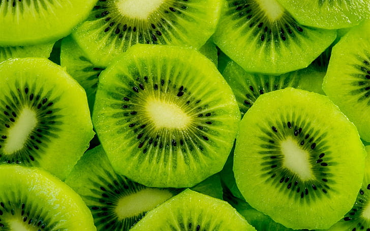 Färsk frukt, grön kiwiskiva, färsk, frukt, grön, kiwi, skiva, HD tapet