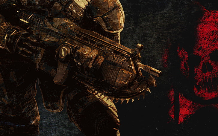 warrior wallpaper, video games, Gears of War, HD wallpaper