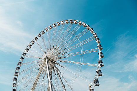gray metal Ferris wheel, ferris wheel, attraction, sky, HD wallpaper HD wallpaper