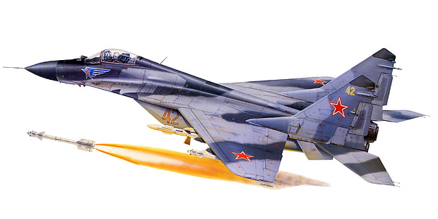 jetplane grigio, volo, aereo, figura, combattente, URSS, MiG-29, Sfondo HD HD wallpaper