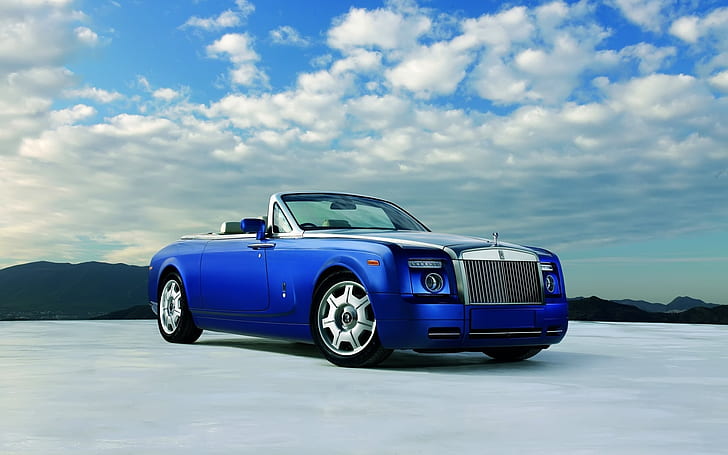 Rolls Royce Phantom Drophead Coupe Blue, blue convertible coupe, HD wallpaper