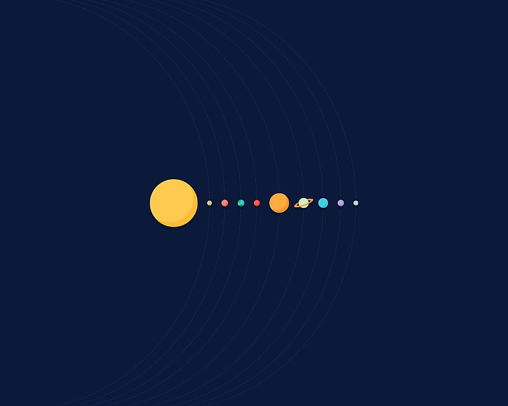 illustrazione del sistema solare, sistema solare, minimalismo, Sfondo HD