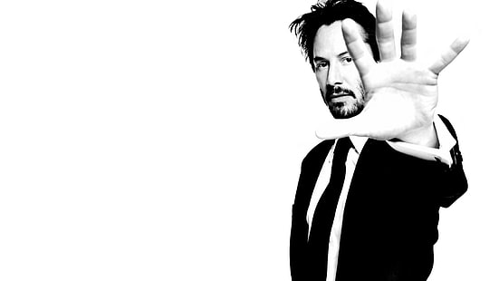 Keanu Reeves, Männer, Blick auf Betrachter, Bärte, Monochrom, Schauspieler, HD-Hintergrundbild HD wallpaper