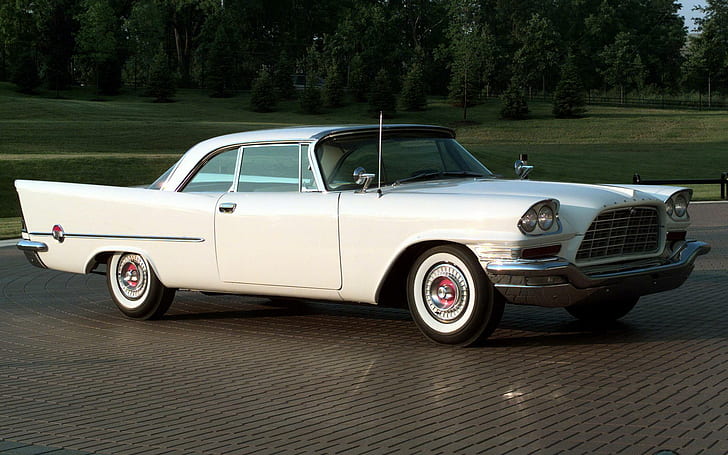 Крайслер 300 1957 года, белый мускул кар, автомобили, 1920x1200, Крайслер, Chrysler 300, HD обои