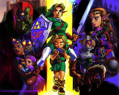 Zelda, Zelda Efsanesi: Zaman Ocarina, Ganondorf, Impa (Zelda Efsanesi), Link, Şeyh (Zelda Efsanesi), HD masaüstü duvar kağıdı HD wallpaper