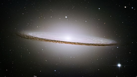 vit och brun galax tapet, Sombrero Galaxy, galax, Messier104, NASA, rymden, HD tapet HD wallpaper