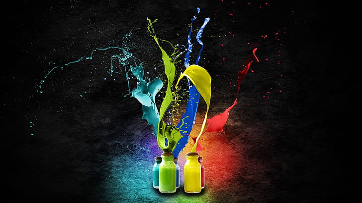 Splash of Colors HD, grün, gelb, rot und blau, Farben, Kreativ, Grafik, Kreativ und Grafik, Splash, HD-Hintergrundbild