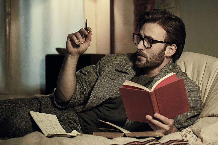 Actors, Chris Evans, Actor, American, Book, Glasses, Man, HD wallpaper