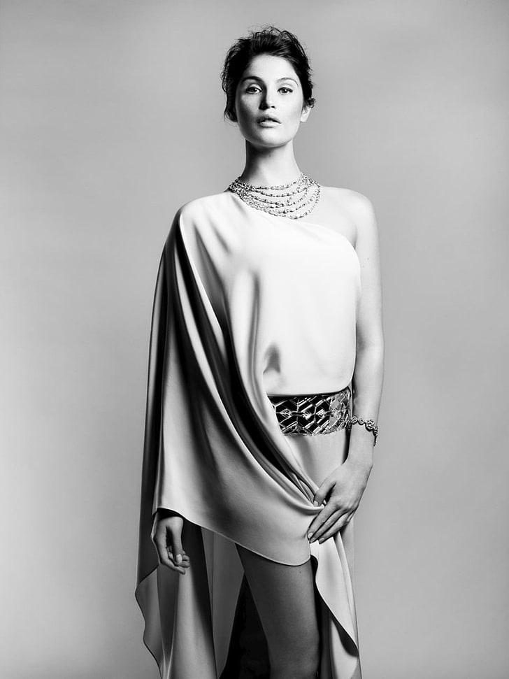 pakaian wanita, wanita, Gemma Arterton, monokrom, aktris, selebriti, Wallpaper HD, wallpaper seluler