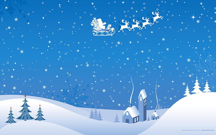 Коледа Зима Vector HD, илюстрация за синьо небе и сняг, зима, Коледа, вектор, HD тапет