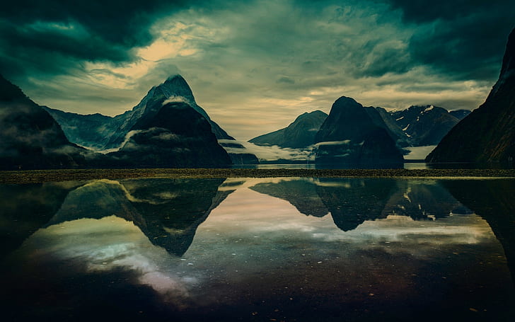 Mountains reflected in the lake, Mountain, lake, Reflection, nature, 1920x1200, 4k pics, HD wallpaper