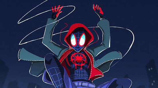 Spiderman en el verso araña, 2018 películas, películas, Spiderman, películas animadas, hd, artista, obra de arte, artstation, Fondo de pantalla HD HD wallpaper