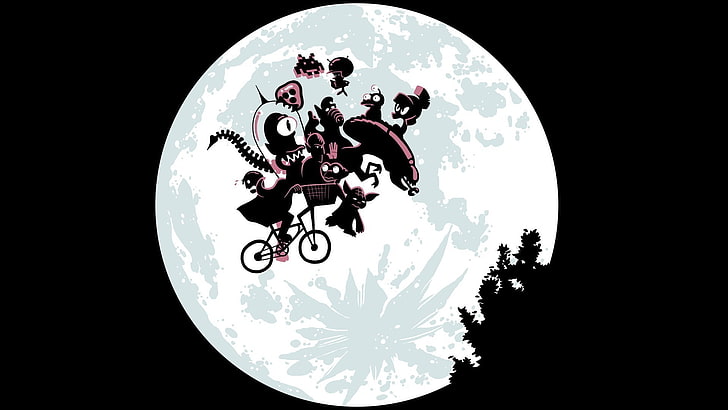 Extraterrestres, bicicletas, dibujos animados, e t, luna, películas, noche,  Fondo de pantalla HD | Wallpaperbetter
