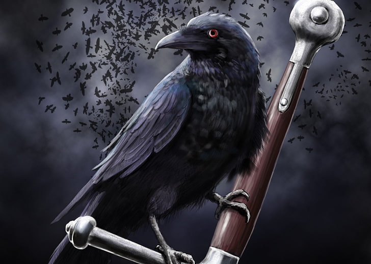 Raven Black Bird Wallpaper Gothic Background Stock Vector Royalty Free  1778035721  Shutterstock