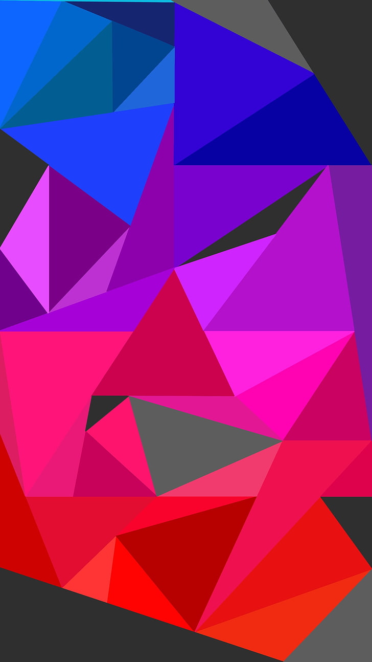 розовый, фиолетовый и желтый абстрактная живопись, абстракция, цифровое искусство, простой фон, простой, треугольник, HD обои, телефон обои