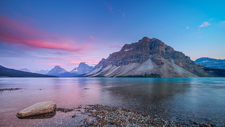 mountain, bow lake, banff national park, national park, sky, HD wallpaper