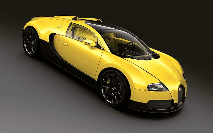 Bugatti Veyron 16.4 Grand Sport 2011, yellow and black ccoupe, sport, grand, 2011, bugatti, veyron, 16.4, HD wallpaper